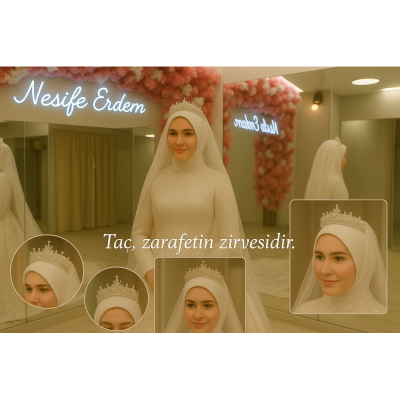 Taçlı Gelinlik Bütünlüğü