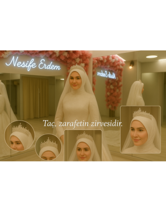 Taçlı Gelinlik Bütünlüğü