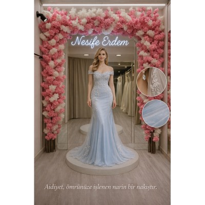 Mavi tonların dinginliğiyle, couture ahengin zamana yayılan yorumu.