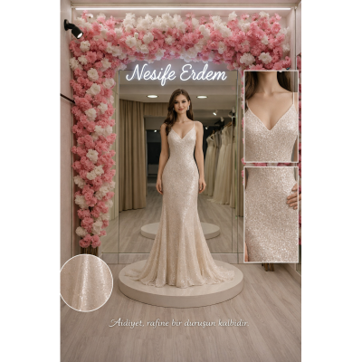 Payetli açık abiyede ölçülü ihtişamın duygusal mimarisi