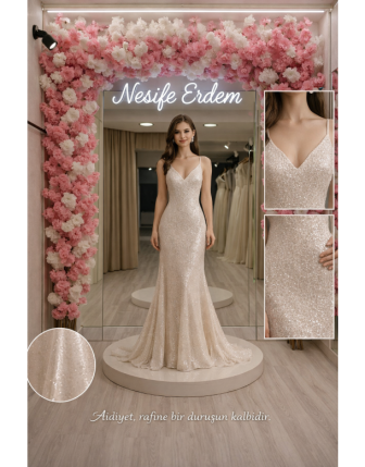 Payetli Açık Abiye – Rafine Couture Işıltısı