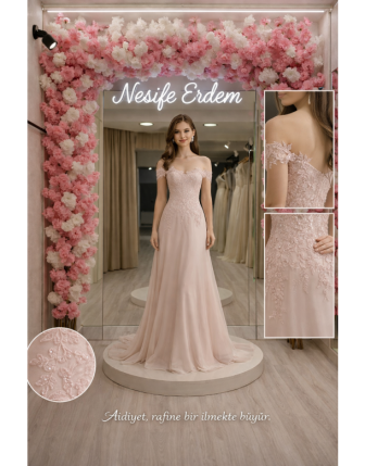 Pudra Açık Abiye – Rafine Couture Dinginliği