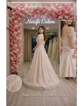 Simli Taşlı Açık Abiye | Romantik Couture Işıltı