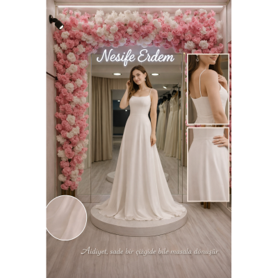 Uzun, açık abiyenin sessiz zarafetiyle aidiyet duygusunun buluştuğu couture yaklaşım