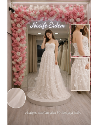 Üç Boyutlu Çiçekli Açık Abiye – Couture Dokunuş