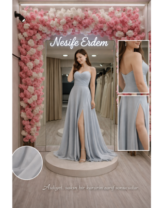 Yırtmaçlı Açık Abiye Couture Gelinlik