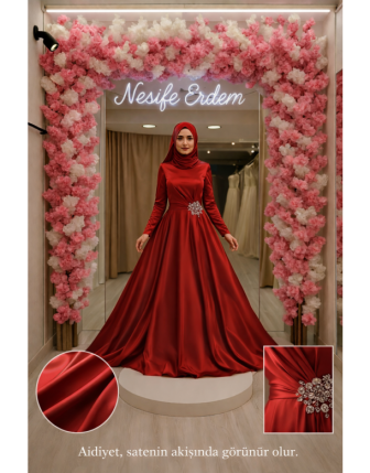 Satin Akış – Tesettür Couture After Party Abiye