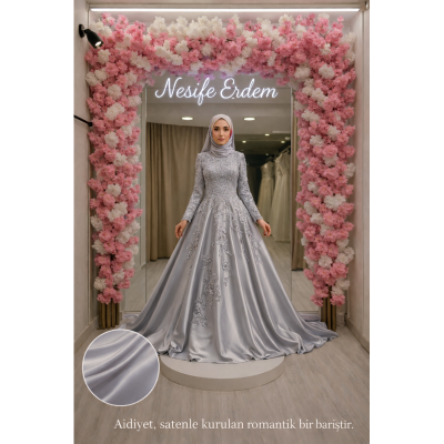 Gümüş Tonların Duygusal Stratejisi: Tesettür Couture Abiyede Romantik Barışın İnceliği