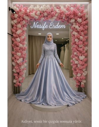 MAVİ TESSETÜR COUTURE ABİYE