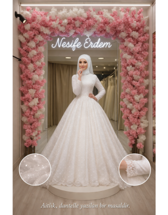 Simli Taşlı Dantel Form