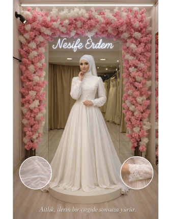 Vintage Dantel Yüksek Yaka