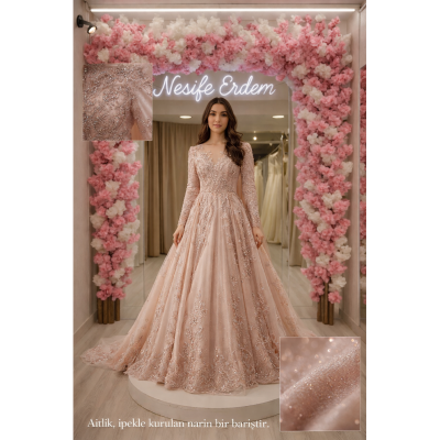 Yüksek Yaka Açık Gelinlik | Nesife Erdem