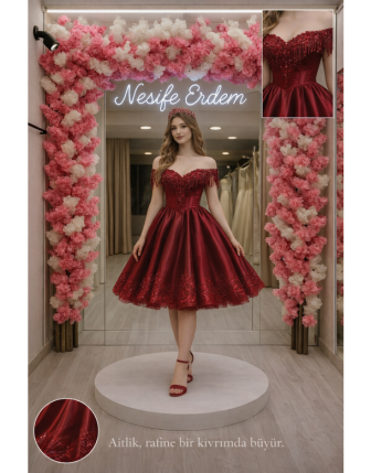 Bordo Prenses Starplez Abiye