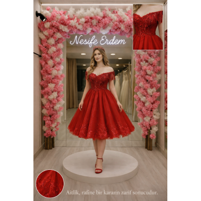 Kırmızı Kısa Abiye | Aitliğin Zarif Kararı