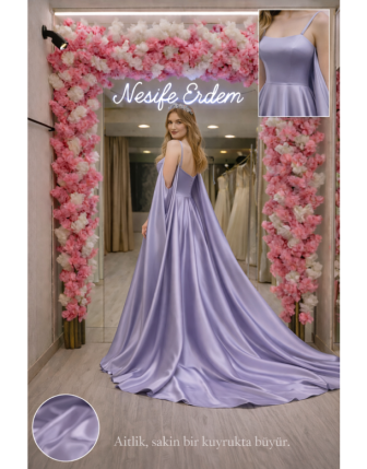 Lavanta Saten Prenses Abiye