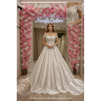 Saten Düşük Omuz Abiye