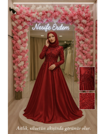 Bordo Saten A Kesim Kınalık