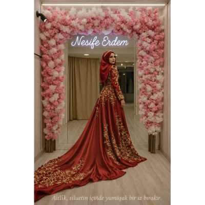 Tesettürlü Bordo Uzun Kuyruklu Kınalık