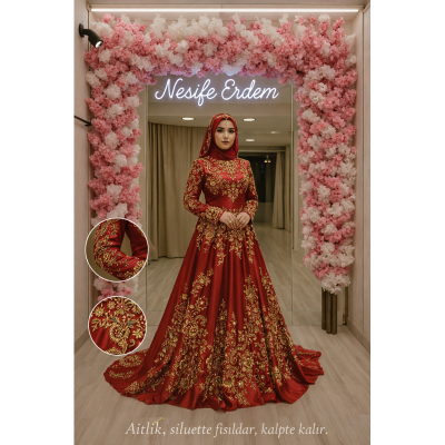 Tesettürlü Krep Saten Kınalık