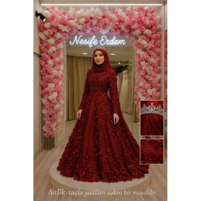 Bordo Tesettür Kınalık – Taçla Yazılan Sakin Masal