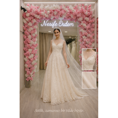 Ekru A Kesim Nikahlık: Zamansız Tülün İçinde Büyüyen Zarafet