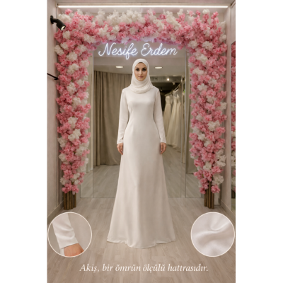 Tesettürlü Nikahlık Sade Akış: Amerikan Saten ile Ölçülü Zarafet