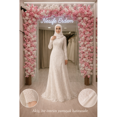 Tesettürlü Nikahlık Fransız Dantel: Yumuşak Bir Hatıranın Zarif Dokusu