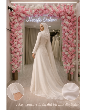 Sade Tesettürlü Nikahlık – Minimal A Kesim