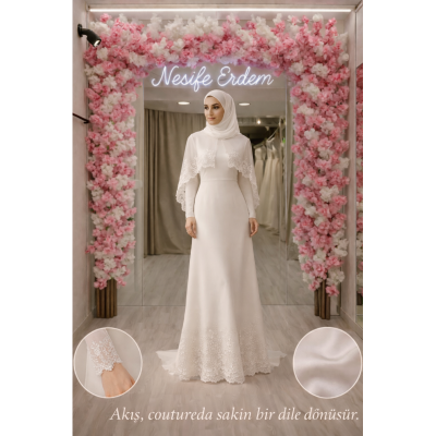 Tesettürlü nikahlıkta modern kesimde dantel mi sade tasarım mı?