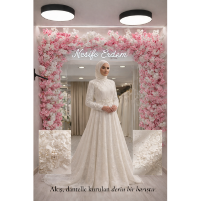 Tesettürlü Nikahlıkta Couture Yaklaşımı: Üç Boyutlu Dantelde Kuyruk Dengesi