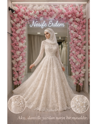 Vintage Dantel A-Line Nikahlık