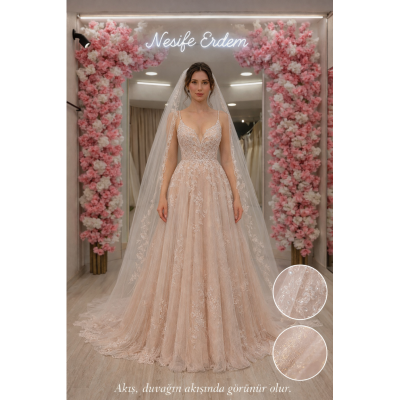 Pudra Işıltılı Askılı Nişanlık: Akışın Duvakta Göründüğü An