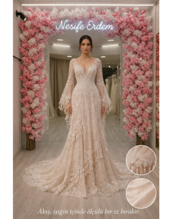 Bohem Dantel Uzun Kollu Nişanlık