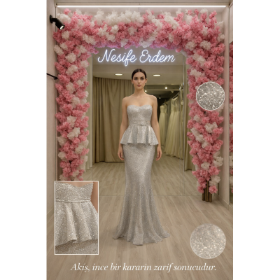 Gümüş Katlı Balık Nişanlık Couture