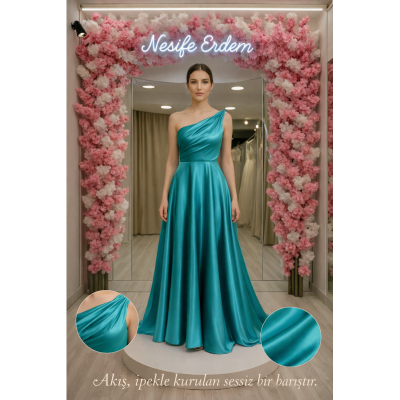 Tek Omuz Turkuaz Nişanlık: Sessiz Akışın Modern Yorumu