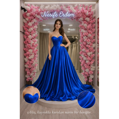 Elektrik Mavi Straplez Nişanlık: A Kesim Zarafet mi Balık Etkisi mi?