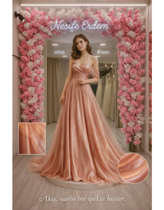 Rose Gold Tül A Kesim Nişanlık