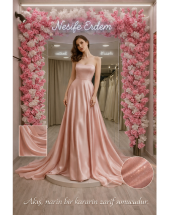 Blush Pink A Kesim Kuyruklu Nişanlık