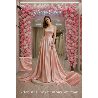 Blush Pink Uzun Kuyruklu Nişanlık: Zarif Bir Kararın Akışkan Formu