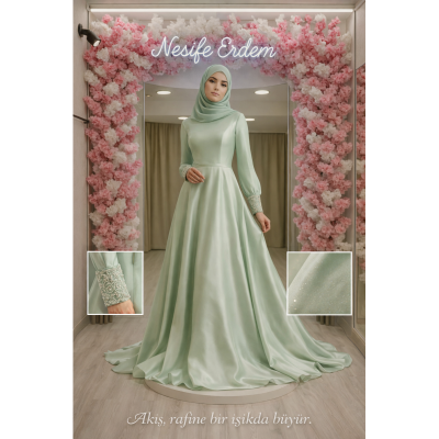 Tesettürlü Düz Kesim Nişanlık: Rafine Işıkta Sade Zarafet
