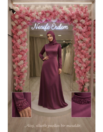 Mürdüm A Kesim İpek Saten Nişanlık