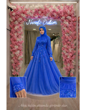 Elektrik Mavi Tül A Kesim