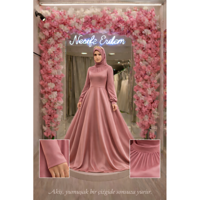 Gül Kurusu A Kesim Tesettür Nişanlık: Sonsuza Uzanan Yumuşak Çizgi