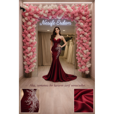 Bordo Balık Abiye: Akışın Zarif Formu ve Zamansız Duruşu