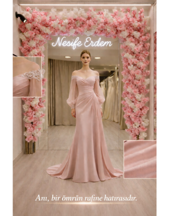 Pudra Drapeli Uzun Abiye