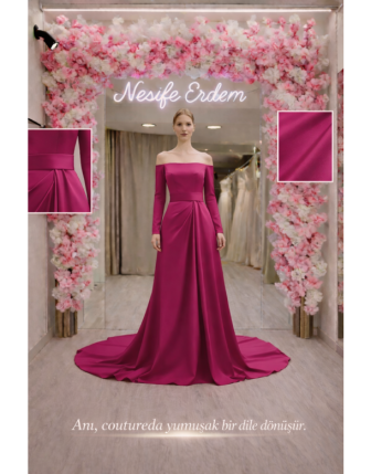 Fuşya Straplez Kuyruk Abiye