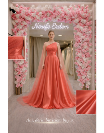 Mercan kuyruklu drapaj abiye