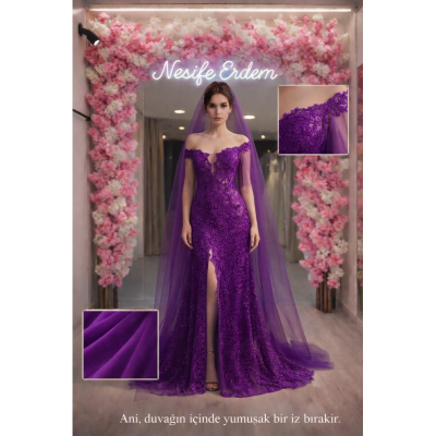 Mor Transparan Abiye Bel İncelten Etki