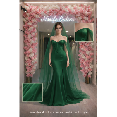 Zümrüt Yeşil Helen Abiye