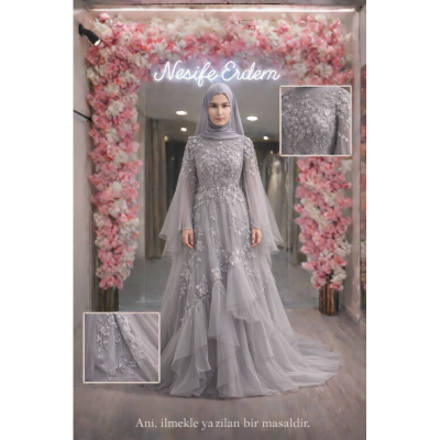 Lunara Gümüş Aplikeli Helen Abiye – Sessiz Işıltının Akışı